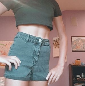 High Waisted Black Jean Shorts